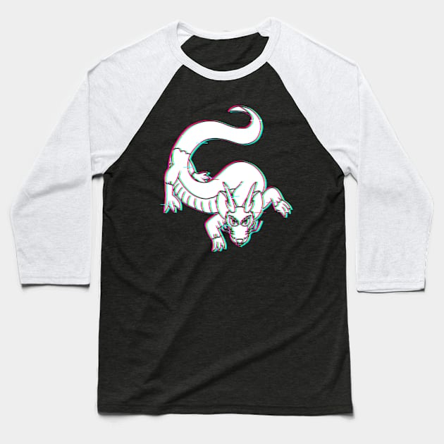 Rat Dragon (Glitched Version) Baseball T-Shirt by Rad Rat Studios